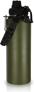Volhoply 40 oz Insulated Water Bottles Paracord Handle, Stainless Steel Sports Bottle with Spout Lid, Reusable Double Walled Vacuum Metal Travel Cups with Wide Mouth for Adults (Army Green, 1 Set) product image
