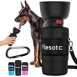 lesotc Dog Water Bottle, Portable Water Dispenser with Water Bowl, Leak Proof Pet Travel Squeeze Bottle, Puppy Essentials Dog Stuff Accessories for Outdoor Walking, Hiking, Camping Doggie Gift product image