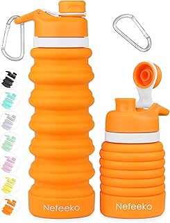 Nefeeko Collapsible Water Bottle, 26oz Silicone Foldable Water Bottles Leakproof BPA Free Travel Water Bottles with Carabiner, Portable Sport Water Bottles for Camping,Hiking Outdoor Indoor Sport product image