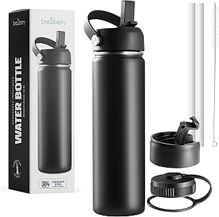 Stainless Steel Insulated Water Bottle and Travel Mug for Hot and Cold Beverages, Wide Mouth, Double Wall Insulated Hydration Sports Water Bottle for Hiking, Biking, Outdoor, 22 OZ BPA Free product image