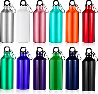 12 Pack 17oz Reusable Aluminum Water Bottles Bulk Outdoor Sport Bike Water Bottle with Leakproof Twist Lids Metal Buckle for Camping Gym Hiking Fishing(Assorted Color) product image