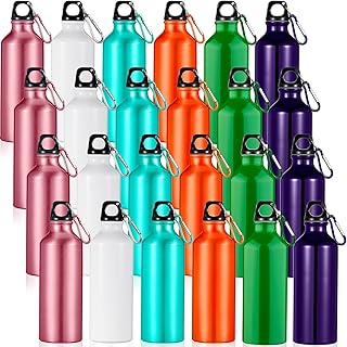 24 Pcs Aluminum Water Bottle 17oz Aluminum Reusable Bottles with Clips Sports Lightweight Water Multipack Easy Carry Leakproof Travel for Gym Hiking Cycling Sports Outdoor(Assorted Color) product image
