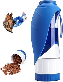 Dog Water Bottle, Pet Water Bottle with Food Container, Portable Dog Drinking Bottle Cup Dispenser for Outdoor Walking, Hiking, Travel Large Blue product image