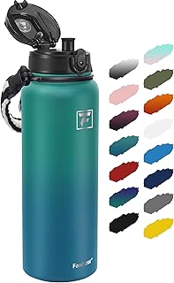 Fanhaw 40 oz Insulated Stainless Steel Water Bottle with Chug Lid, Leakproof & Sweat-Free Extra-Large Metal Bottle for Outdoor, Hiking & Gym (Green Blue) product image