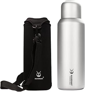SILVERANT Titanium Ultralight 800ml/27 fl oz Leakproof Outdoor Camping Hiking Sports Water Bottle with Insulating Thermal Sleeve and Clip Loop Cap product image