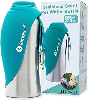 LumoLeaf Portable Dog Water Bottle 27 OZ, Stainless Steel Pet Travel Water Bottle Dispenser for Walking, Hiking and Outdoor, Portable Water Bowl for Large Dogs (Blue) product image
