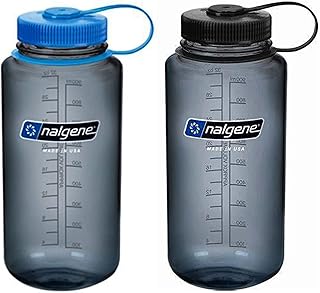 Nalgene Sustain Tritan 32 oz Wide Mouth Water Bottle, 2 Pack, BPA-Free, Blue/Gray product image