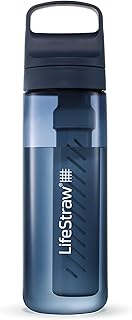 LifeStraw Go Series Water Filter Bottle - BPA-Free, Removes Bacteria, Parasites, Microplastics, Improves Taste, 22oz, Aegean Sea product image
