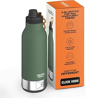 Asobu Dog Barky Bottle – Insulated Stainless Steel Water Bottle with 2 Removable Dog Bowls for Food, Treats & Water – Pet-Friendly Travel Bottle for Hiking, Road Trips & Outdoor Adventures product image