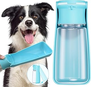 Portable Dog Water Bottle Dispenser [Leak Proof & Foldable] Dog Travel Water Bottle Bowl Accessories for Puppy Small Medium Large Dogs Pet Water Bottles for Dogs Walking Outdoor Hiking 19OZ product image