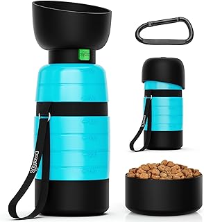 Pecute Upgraded 22 oz Dog Water Bottle with 5 oz Food Container, Portable Dog Travel Water Bottle Dispenser, Leakproof, BPA Free, Lightweight, Pet Water Bottle Bowl for Outdoor Walking Hiking Camping product image