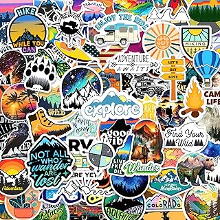 200 Pieces Outdoor Hiking Stickers,Camping Sticker Pack Waterproof Vinyl Travel Nature Decal for Water Bottles lapto Cup Car, Wilderness Nature for Camper, Luggage product image