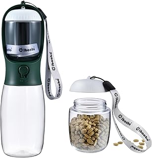 Dog Water Bottle with Food Container, Travel Puppy Water Bowl, Portable Pet Dispenser, Dog Stuff Accessories Items, Puppy Essentials Necessities for Yorkie Chihuahua Cat Walking and Hiking product image