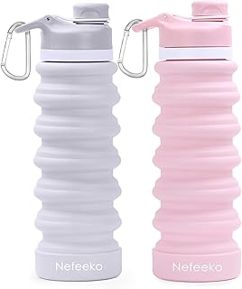 Nefeeko Collapsible Water Bottle, 26oz Silicone Foldable Water Bottles Leakproof BPA Free Travel Water Bottles with Carabiner, Portable Sport Water Bottles for Camping,Hiking Outdoor Indoor Sport product image