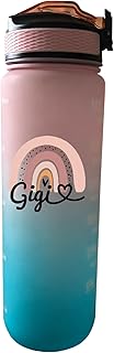 Gigi 32 oz Water Bottle with Time Marker & Dual Straw/Spout, Adjustable Strap Leakproof BPA-Free for Fitness Tracking - Gym Essentials, Camping Hiking Outdoor Sports product image
