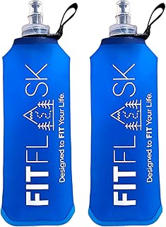 2 Pack Soft Water Bottle, TPU Collapsible Flask Foldable Bottles for Hydration Pack, BPA-Free, for Running Hiking Cycling Climbing (500 ml/ 17 oz) product image