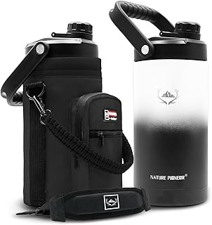 NATURE PIONEOR 64 oz Insulated Water Bottle - Double Vacuum Stainless Steel Half Gallon Water Jug with Holder/Carrier, Wide Mouth, Outdoor Sports, Hiking, Camping, Gym product image