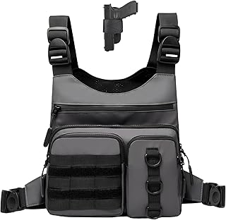Outdoor Chest Bag for Men, Lightweight Running Vest with Water Bottle Pocket, EDC Chest Pack for Hiking, Cycling product image