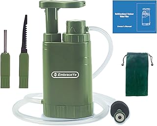【Outdoor Water Filter Multipurpose for Survival】- Portable Hiking Water Filtration System - Water Purifier for Hiking, Travel, and Emergency - Hand Pump Water Filter product image