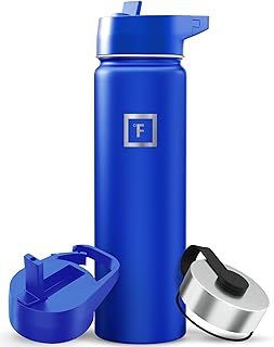 IRON Β°FLASK Camping & Hiking Hydration Flask with Straw, Wide Mouth Insulated Stainless Steel Sports Water Bottle - 22 oz Cobalt product image