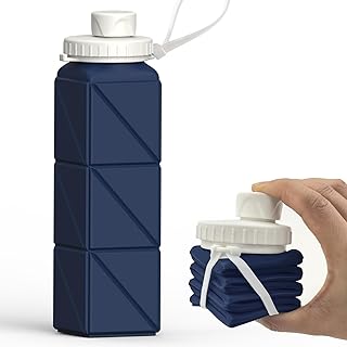 Collapsible Water Bottles 20.6oz, Silicone Foldable Portable Travel Water Bottle, BPA-Free, Leakproof Reusable for Traveling Camping Hiking Cycling Yoga Sports Outdoor, 1 Pack (Dark Blue) product image