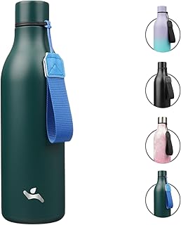 Insulated Water Bottle with Strap,25 oz Double Wall Stainless Steel Vacuum Bottles Metal Water Flask,Army green product image