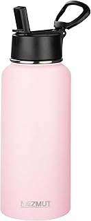 MEZMUT Insulated Water Bottle with Straw 32 oz Metal Water Bottle Leakproof Travel Stainless Steel Water Bottles Reusable Double Wall Gym Sports Cup Flask for Camping Hiking, Pink product image