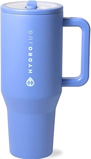 HydroJug Traveler - 40 oz Water Bottle with Handle & Flip Straw - Fits in Cup Holder, Leak Resistant Tumbler-Reusable Insulated Stainless Steel & Rubber Base - Gifts for Women & Men, Light Blue product image