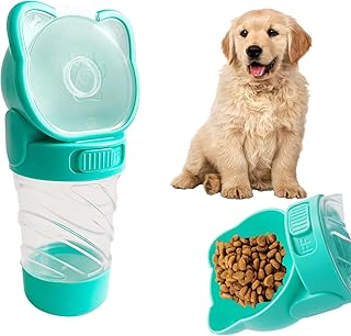 Dog Water Bottle Portable,Leak Proof Puppy Water Bottle Dispenser with Food Container,Lightweight Travel Water Bowl for Dogs Outdoor Walking Travel Hiking(19 OZ,Green) product image