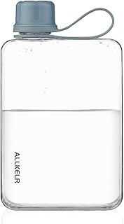 Portable Flat Water Bottle,BPA Free Reusable Tritan Plastic Travel Cup,Lightweight Leakproof Slim Water Bottle Fits Purse,Backpacking, Hiking (Blue, 17 oz) product image