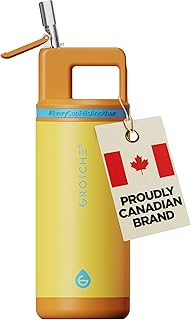 GROSCHE Alpine Flip n' Sip 16oz Insulated Kids Water Bottle - Stainless Steel, Leakproof Flask with Straw - Perfect for Gym, Travel & Outdoor Use - Keeps Water Cold upto 60 hrs - Sandcastle Yellow product image
