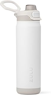 ZULU Powerfill Pro 24oz Stainless Steel Water Bottle with Quick Fill Lid, Triple Walled Vacuum Insulated Metal, Leak Proof Locking Lid, Sip and Chug, Reusable BPA Free, White product image