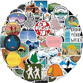 Outdoor Adventure Camping Stickers 100pcs, Waterproof Vinyl Travel Wildlife Stickers for Water Bottle Laptop Cup, Hiking Wilderness Decals for Camper Boys Adults Teens Girls product image