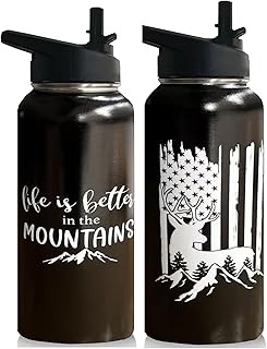 32oz Mountain Water Bottle Insulated Vacuum Stainless Steel Camping Tumbler Travel Mugs with Straw for Gym Camping Hiking product image