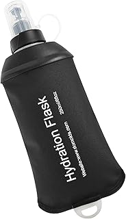 WILDREEDS 250ml Soft Flask, TPU Collapsible Soft Water Bottle for Hydration Pack, Running Vest, Folding Water Bottle for Hiking Cycling Climbing-1Pcs, Black product image