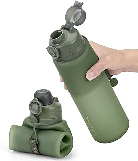 TakeToday Collapsible Water Bottles 32oz, Foldable Travel Water Bottle, BPA Free, Silicone Water Bottle Leakproof for Hiking, International Travel, Outdoors product image