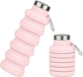 1Pcs pink silicone foldable water bottle,which can be used for outdoor activities, travel, and everyday use product image