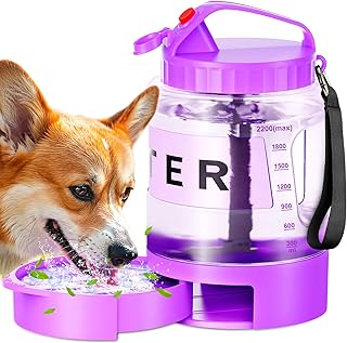 77oz Large Dog Water Bottle Portable - Dog Travel Water Dispenser with Large Bowl, Ideal for Hiking, Camping, Travelling, Outdoor Portable Pet Bottle, Purple product image