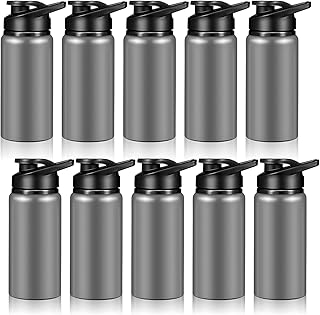 Mimorou 10 Pieces 13.5 oz Reusable Aluminum Water Bottles Bulk Outdoor Sports Water Bottles Multipack Travel Bottles for Gym, Hiking, Cycling, Camping, Fishing, Snap Lid(Gray) product image