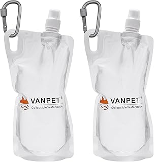 1L Hiking Collapsible Water Bottles, 33OZ BPA-Free Plastic Flasks, Reusable Drink Bags, Foldable Backpacking Water Bottle for Travel Camping Hiking (2-Pack) product image