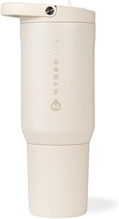 HydroJug Sport - Stainless Steel Tumbler with Straw, Vacuum Insulated, 20oz Leakproof Water Bottle, Ergonomic Design, Reusable, Dishwasher Safe, Rubber Base, Durable for Gym or Outdoors, Cream product image