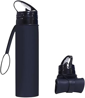 ZZT Collapsible Water Bottles 20oz, BPA Free,Sports Water Bottle,Foldable Travel Water Bottle with Straw Strap for Gym,Cycling, Hiking, Outdoors (Black) product image