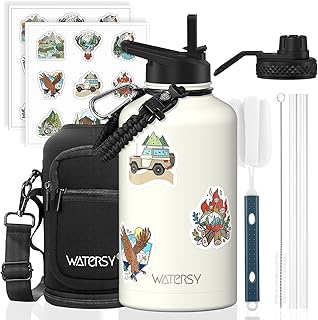 64oz Insulated Water Bottle (Cold for 48 Hrs),BPA Free&Leak Proof,Half Gallon Stainless Steel Water Flask,Water Jug with Straw Spout Lids for Gym,Hiking,Camping,White product image