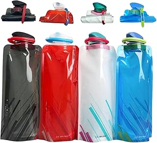 4 Pack Collapsible Water Bottles for Travel – 24oz Foldable Water Bottle with Leakproof Lid, Food-Grade Silicone Portable Reusable BPA-Free Water Bottle for Hiking,Sports,Camping,Biking product image
