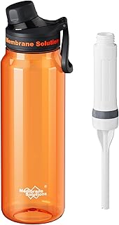 Filtered Water Bottle, Membrane Solutions C3 Water Bottle Filter with Replaceable ACFX2 Filter Cartridge, Portable Water Filter 36oz BPA-Free for Travel, Hiking & Camping Drinking use(Orange) product image
