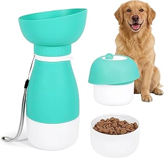 Dog Water Bottle with Food Container, Portable Dog Cat Puppy Pet Water Dispenser Feeder for for Pets Travel, Walking, Hiking and Outdoor Activities product image