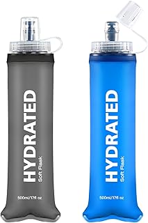 500ml Soft Flask 2Pack, TPU Collapsible Soft Water Bottle, 17oz Foldable TPU Bottles for Hydration Pack BPA-Free, Running Lightweight Water Bottle for Hiking Cycling Climbing Running product image