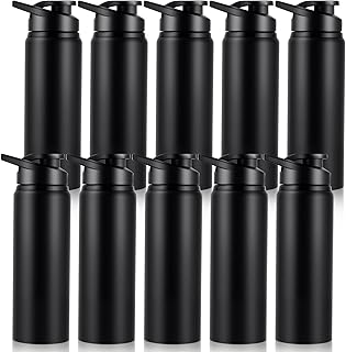 10Pcs Aluminum Water Bottles,24oz Reusable Aluminum Bottles,Outdoor Sports Water Bottle with Snap Lids,Lightweight Leak Proof Sport Bottle for Hiking Gym Travel Camping Fishing Cycling,Black product image