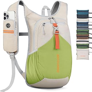 BECOJADDE 15L Small Hiking Backpack for Men Women Foldable Packable Back Pack Ultralight Hiking Daypack for Travel Camping Outdoor, Beige Green product image