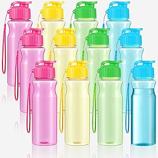 Olgaa 12 Pcs Water Bottles Bulk 17 oz Reusable Leak Portable Plastic Sports Drink Water Bottles with Handle Strap for Cycling Camping Hiking Gym Yoga (Colorful 01) product image